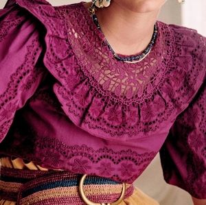 Sezane embroidered and lace blouse. Size FR 36, UK 8 and US 4.